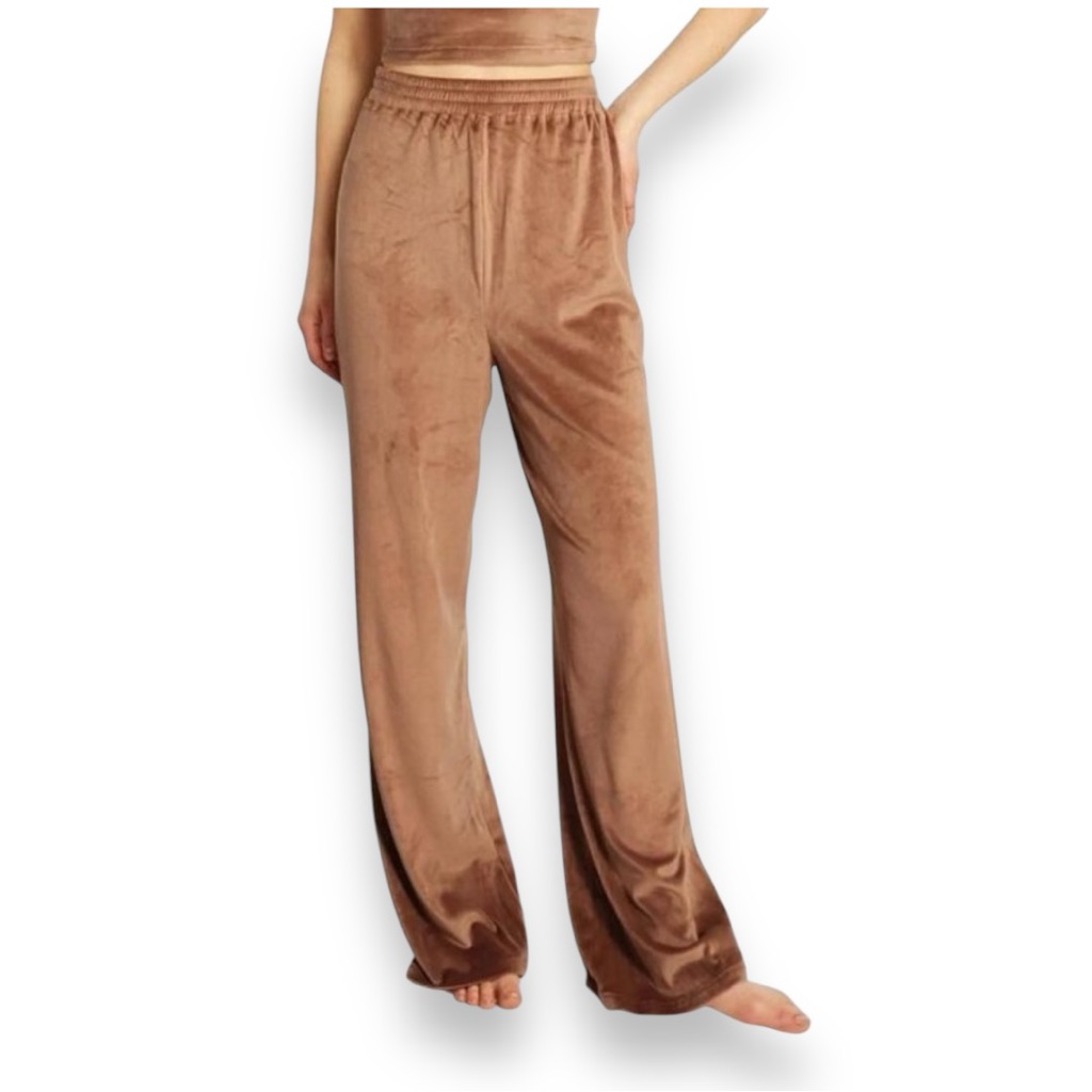Skims Velour Wide Leg Track Pants Sienna Large Pull On Soft Compy